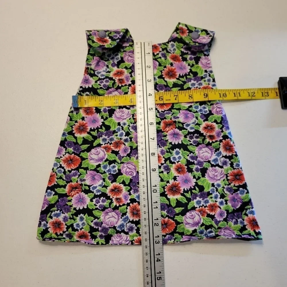 Girls Vintage Play Smock Apron Dress Coverlet Penefore Cottagecore Purple Floral